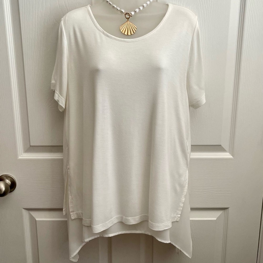LEE DOUBLE LAYERED WHITE BLOUSE MISSES SIZE LARGE